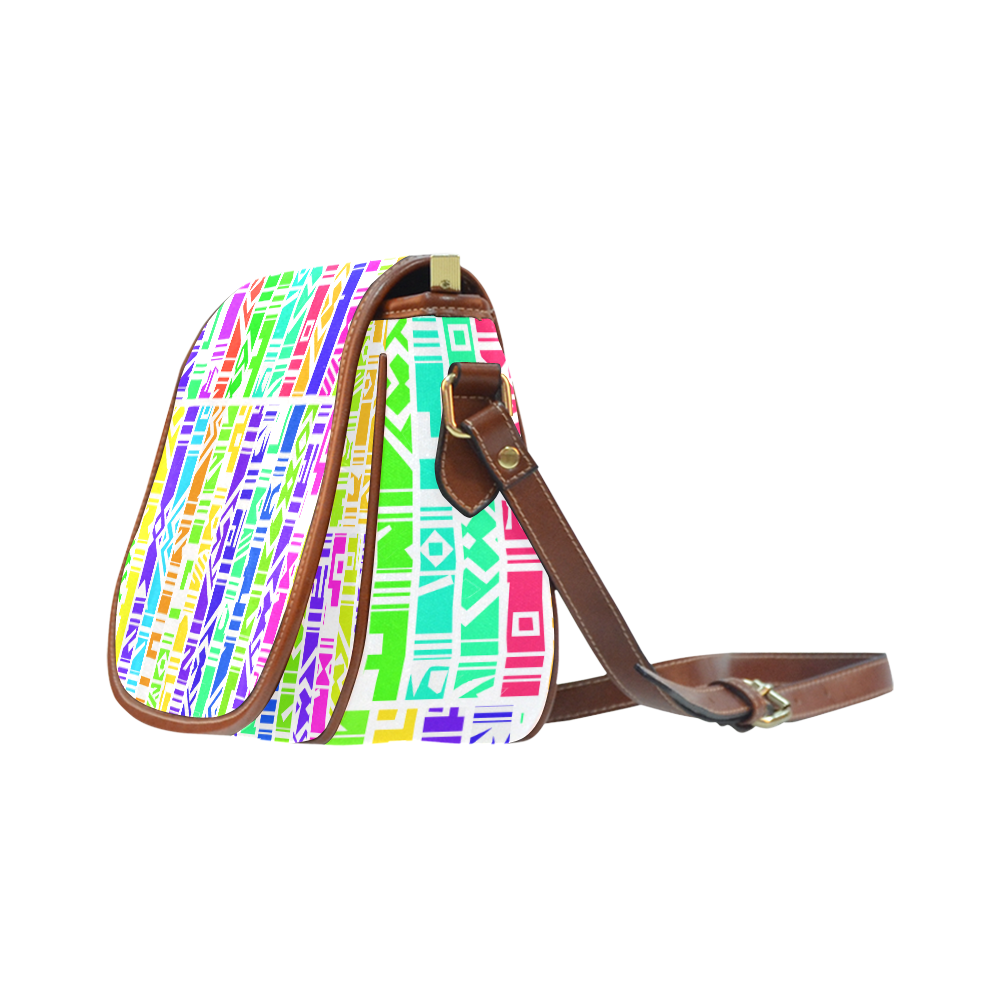 Colorful stripes Saddle Bag/Large (Model 1649)