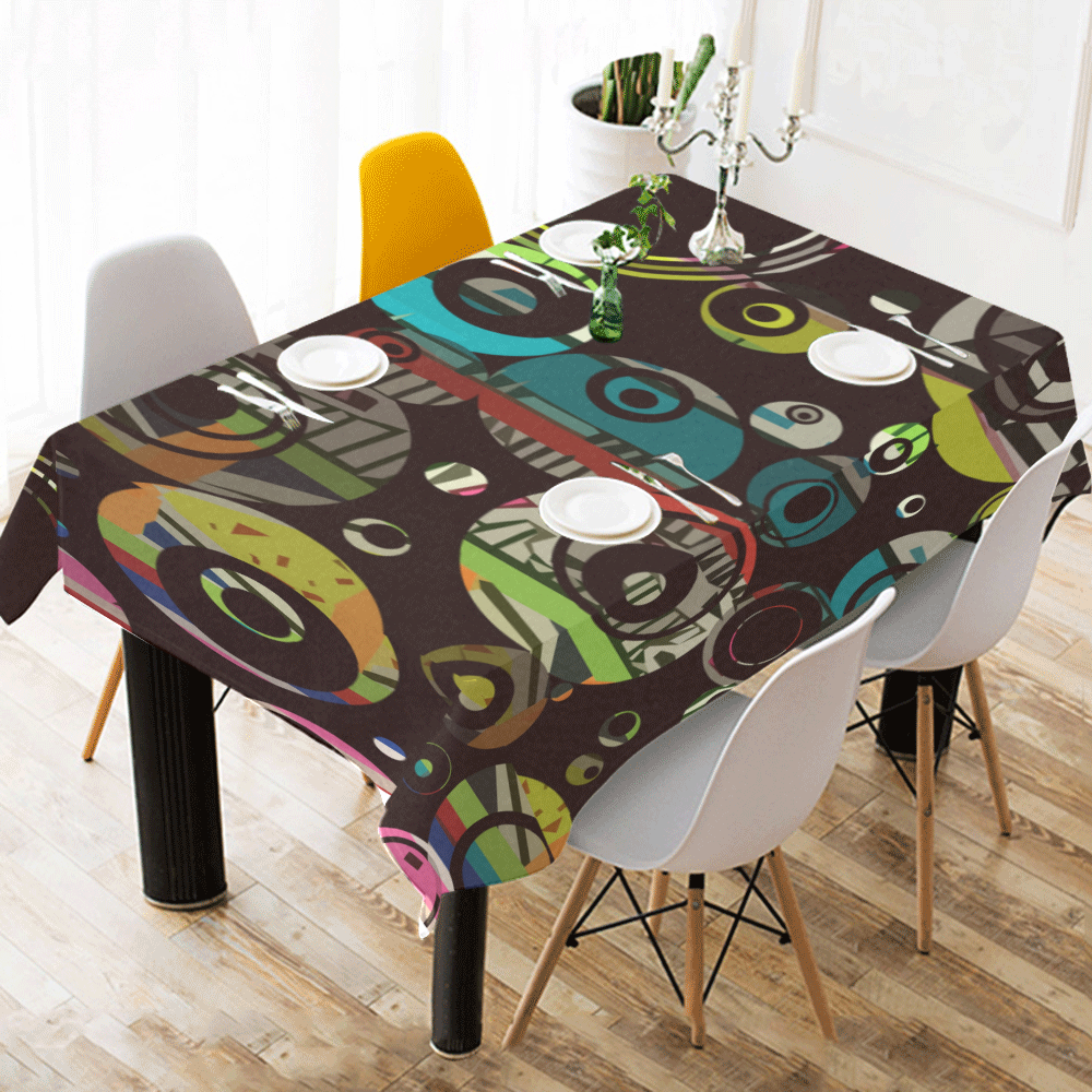 Circles texture Cotton Linen Tablecloth 52"x 70"