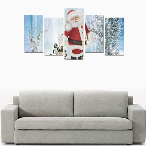 Santa Claus with penguin Canvas Print Sets E (No Frame)