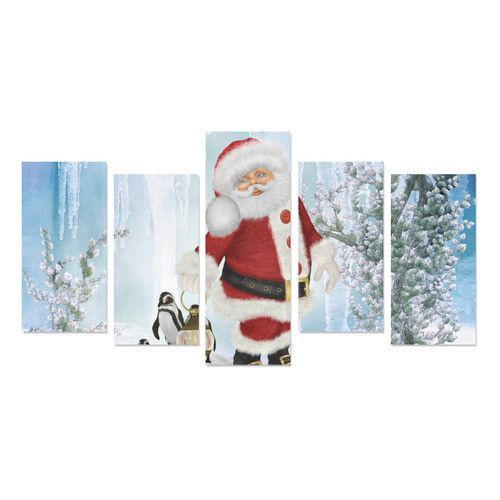 Santa Claus with penguin Canvas Print Sets E (No Frame)
