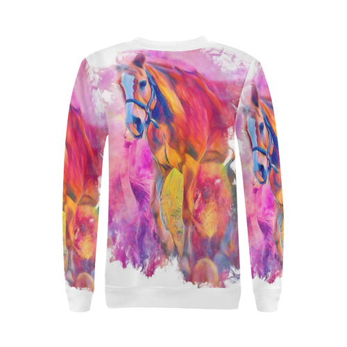 Painterly Animal - Horse by JamColors All Over Print Crewneck Sweatshirt for Women (Model H18)