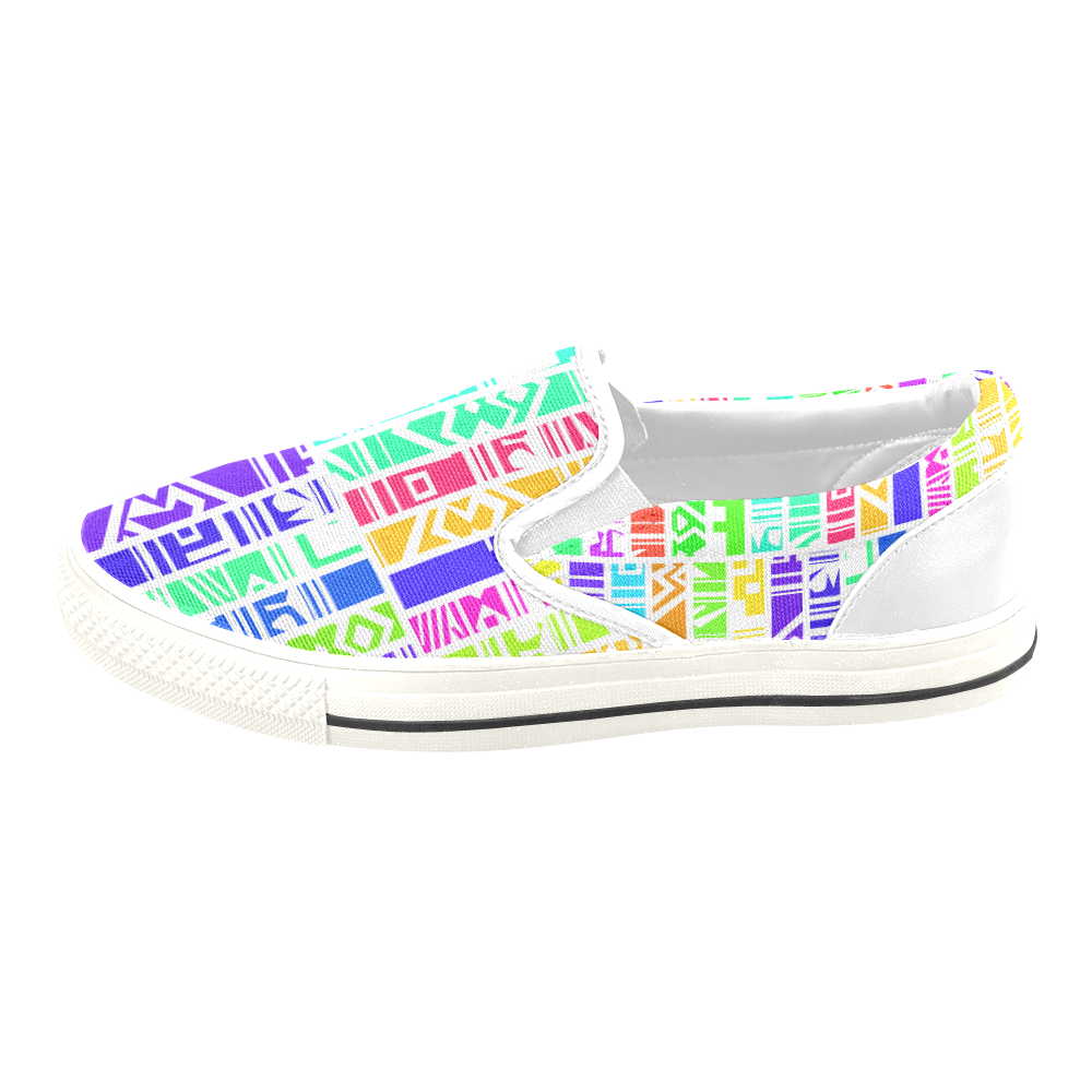 Colorful stripes Slip-on Canvas Shoes for Kid (Model 019)