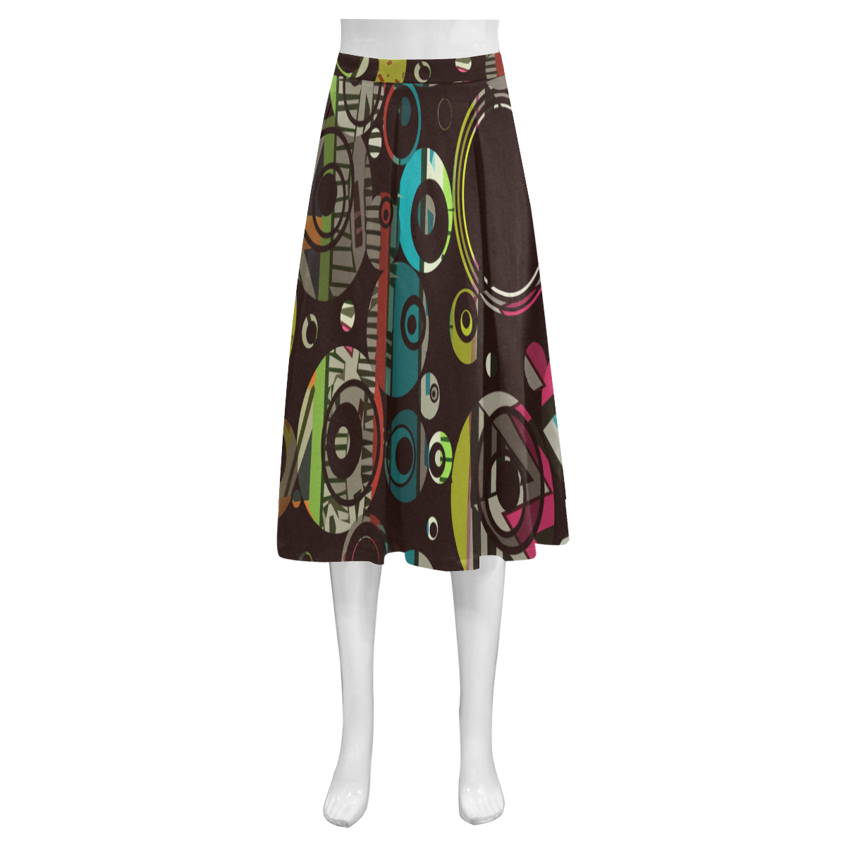 Circles texture Mnemosyne Women's Crepe Skirt (Model D16)