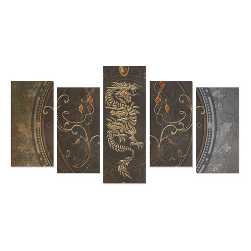 wonderful golden chinese dragon Canvas Print Sets E (No Frame)