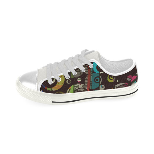 Circles texture Low Top Canvas Shoes for Kid (Model 018)