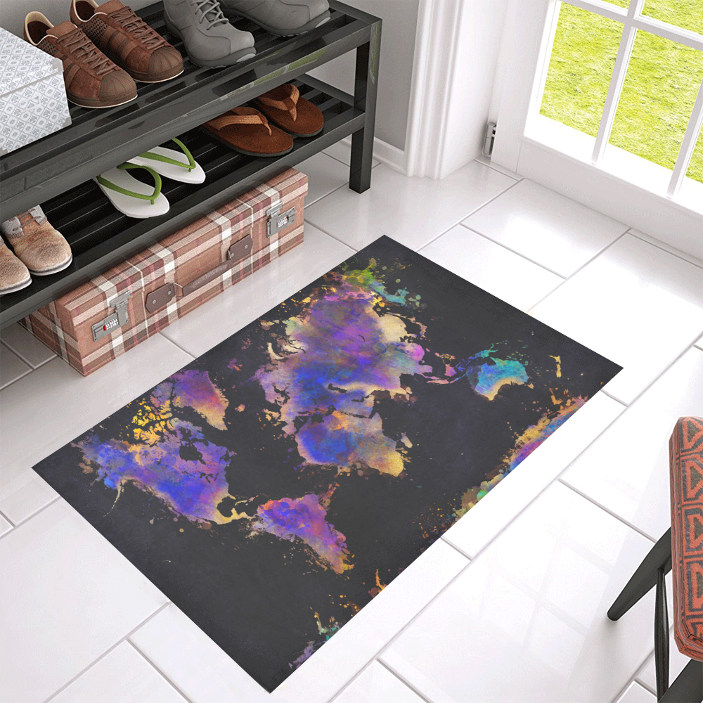 world map #map #worldmap Azalea Doormat 30" x 18" (Sponge Material)