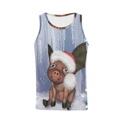 Christmas, cute little piglet with christmas hat All Over Print Tank Top for Men (Model T43)
