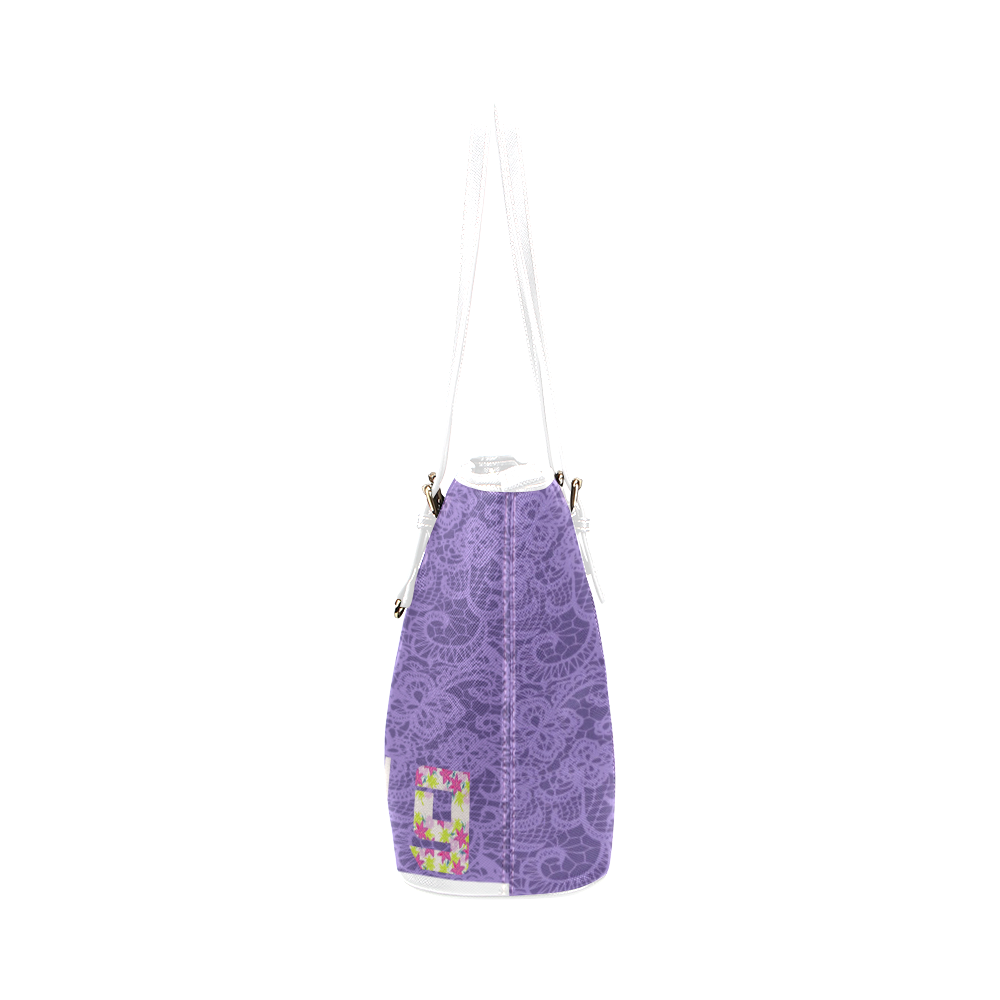 Tropical Violet Hello Spring Leather Tote Bag/Large (Model 1651)