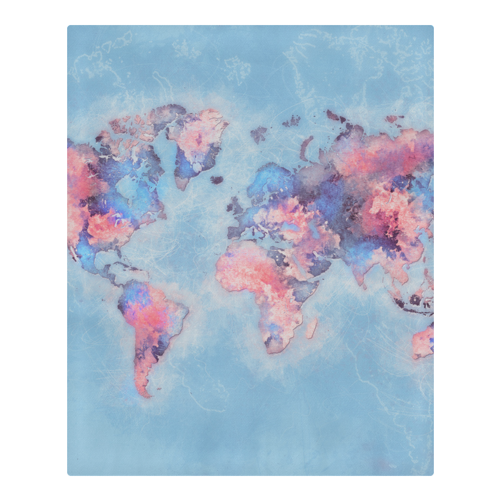 world map blue #map #worldmap 3-Piece Bedding Set