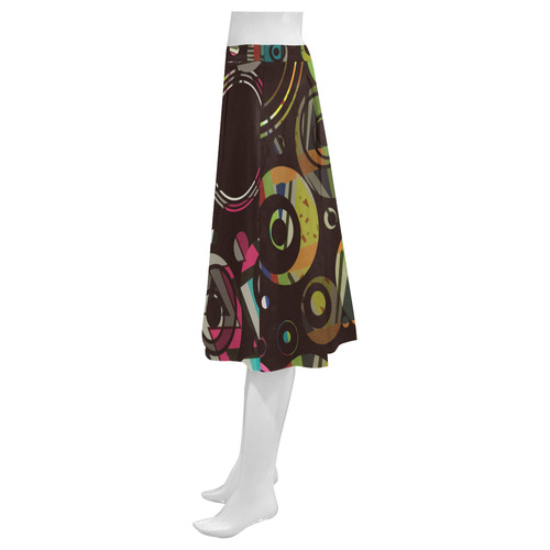 Circles texture Mnemosyne Women's Crepe Skirt (Model D16)