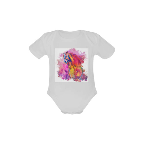 Painterly Animal - Horse by JamColors Baby Powder Organic Short Sleeve One Piece (Model T28)