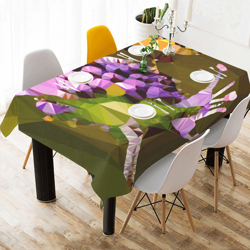 Bee Flower Geometric Low Poly Triangles Cotton Linen Tablecloth 60"x 84"
