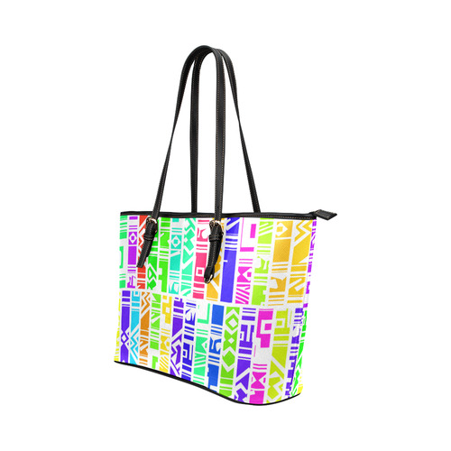 Colorful stripes Leather Tote Bag/Large (Model 1651)