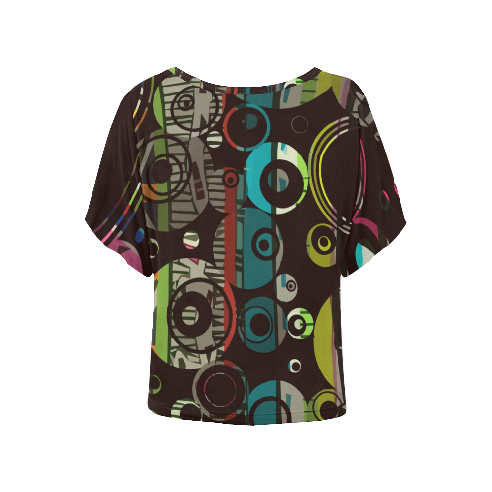 Circles texture Women's Batwing-Sleeved Blouse T shirt (Model T44)