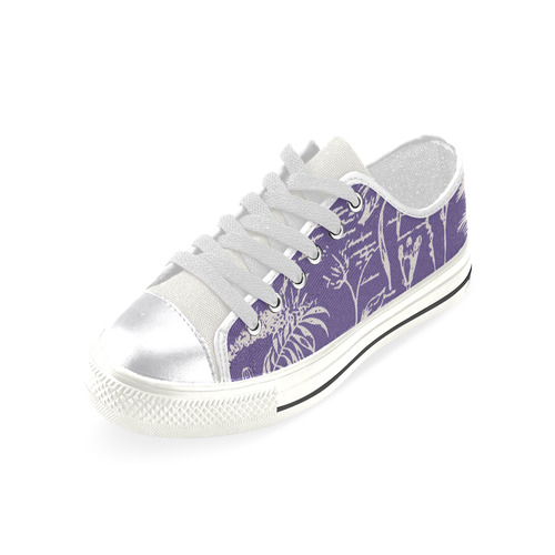 Tropical Violet PalmPrint Canvas Women's Shoes/Large Size (Model 018)