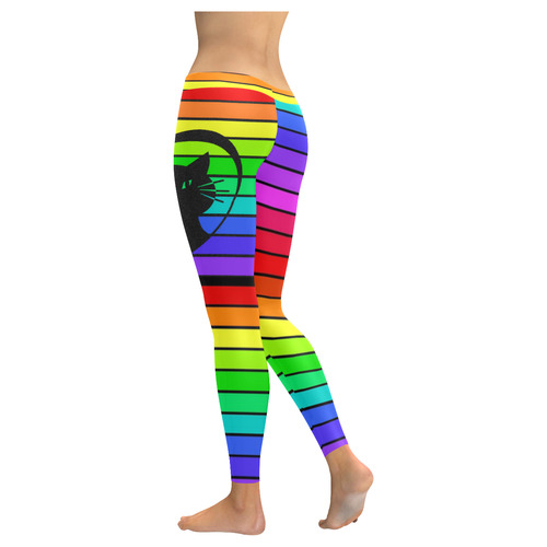 Rainbow Cat Women's Low Rise Leggings (Invisible Stitch) (Model L05)