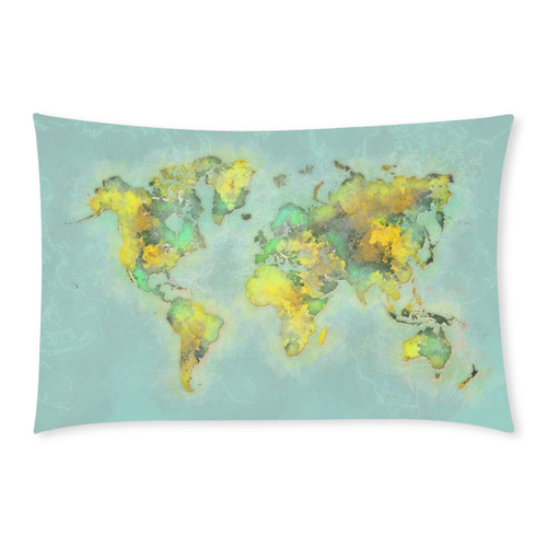 world map green #map #worldmap 3-Piece Bedding Set