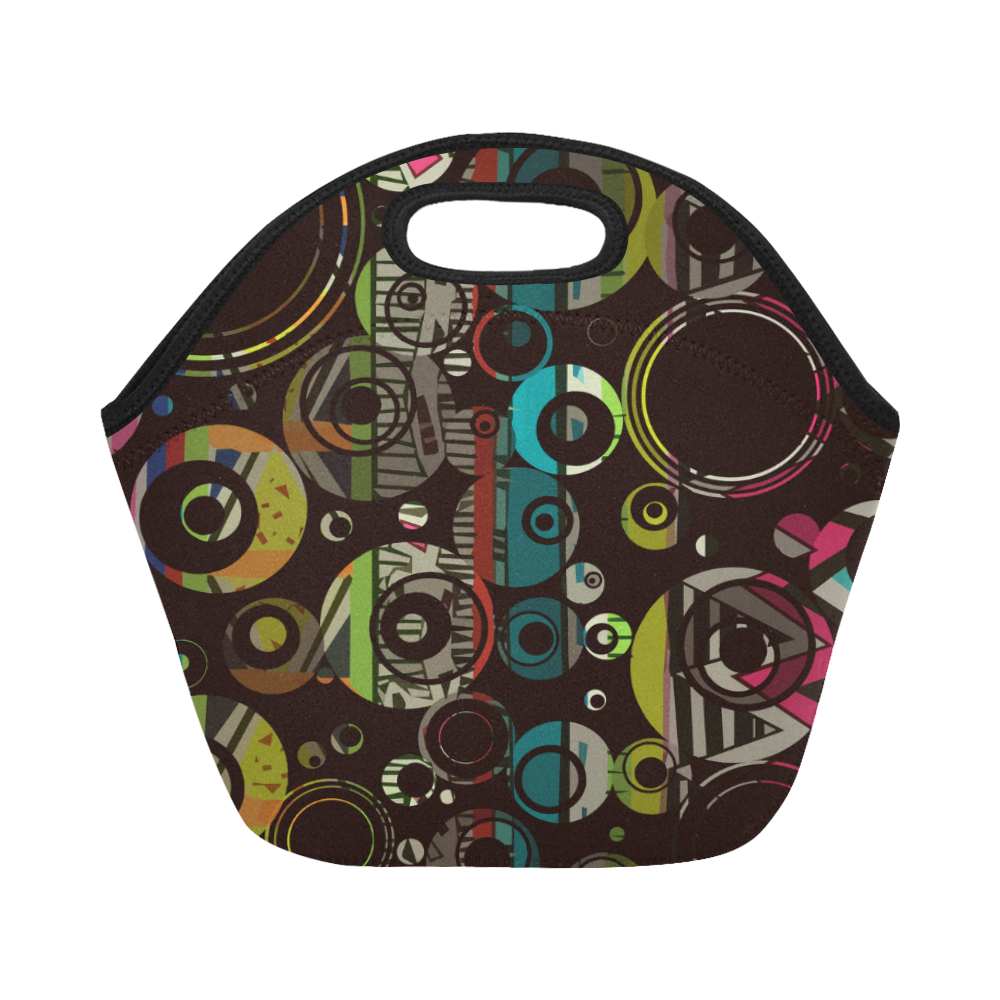 Circles texture Neoprene Lunch Bag/Small (Model 1669)