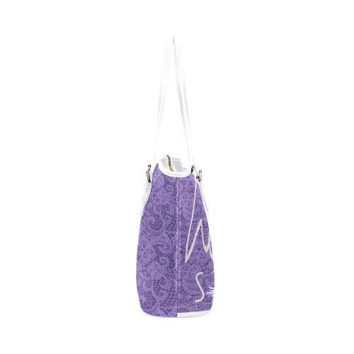Tropical Violet Hello Spring Leather Tote Bag/Large (Model 1651)