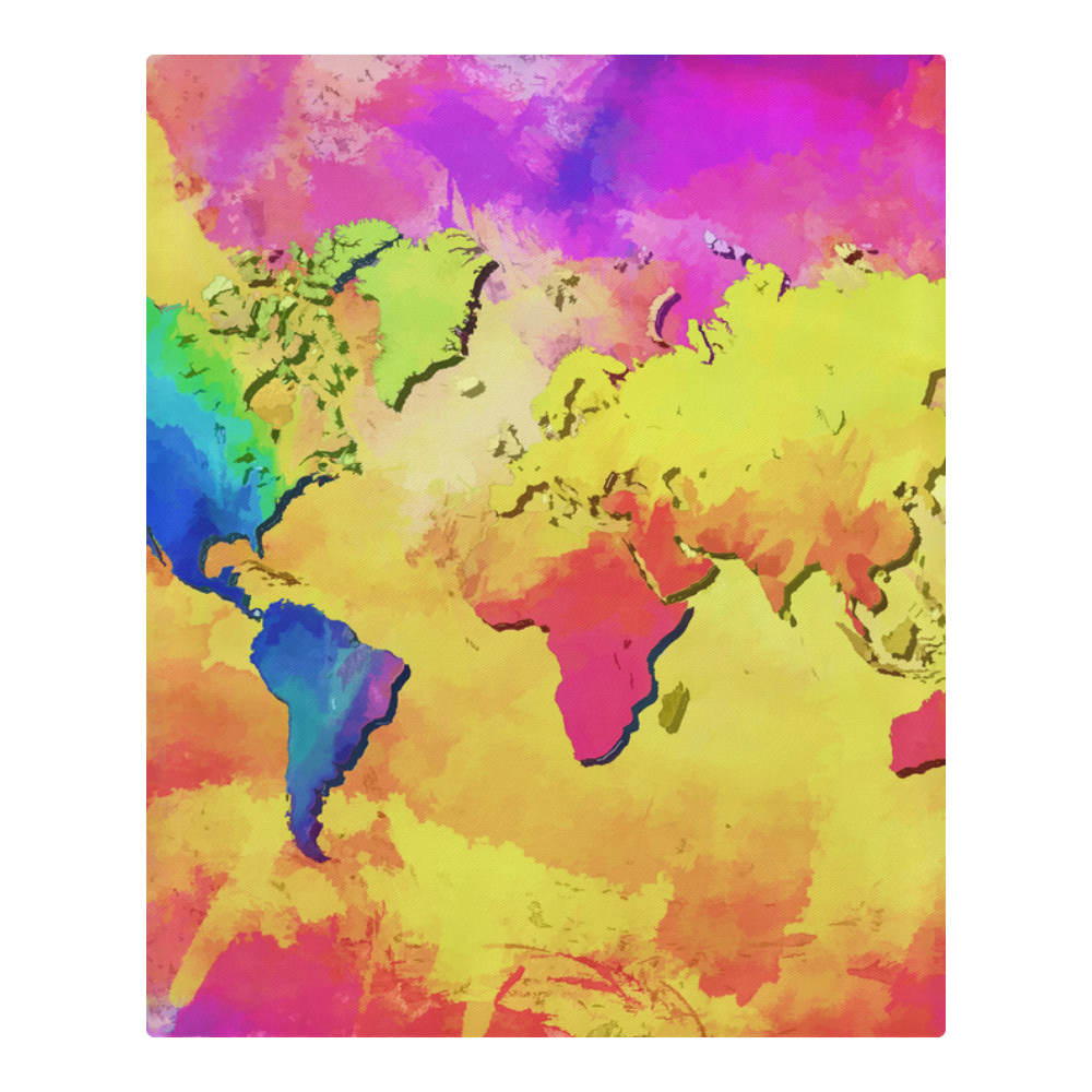 world map colors #map #worldmap 3-Piece Bedding Set