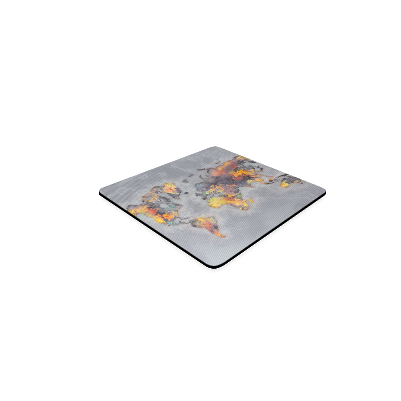 world map grey #map #worldmap Square Coaster