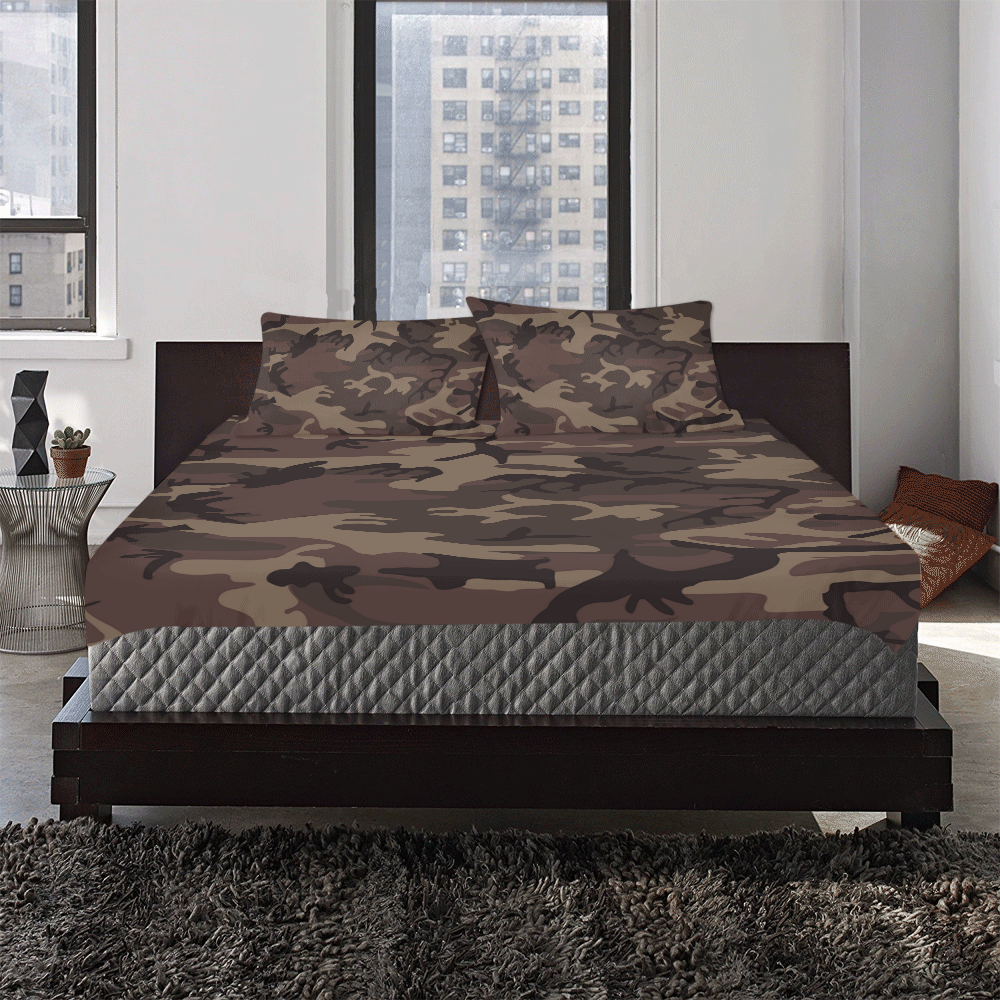 Camo Red Brown 3-Piece Bedding Set