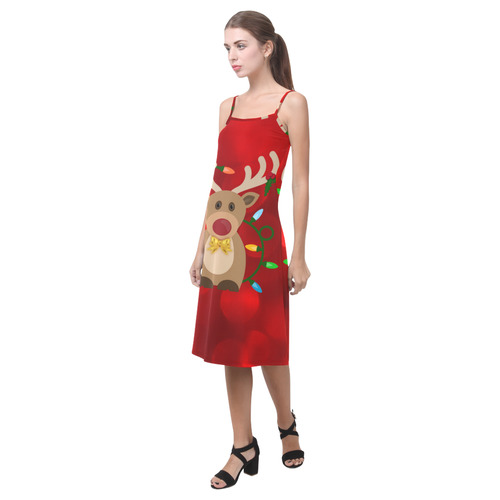 Christmas Reindeer In Lights Slip Dress Alcestis Slip Dress (Model D05)