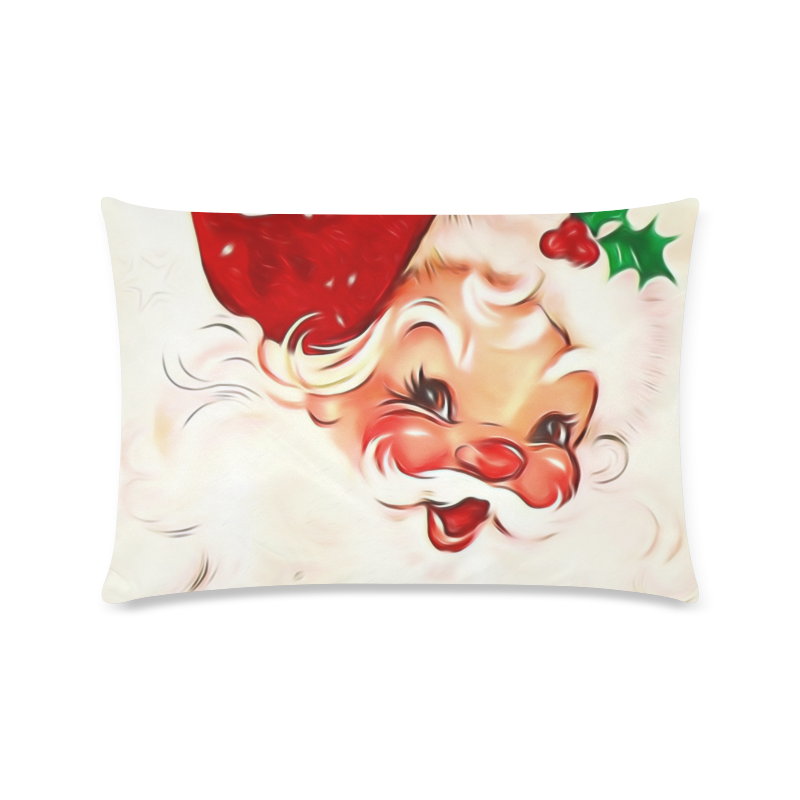 A cute vintage Santa Claus with a mistletoe Custom Rectangle Pillow Case 16"x24" (one side)