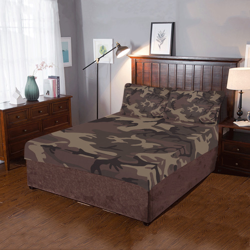 Camo Red Brown 3-Piece Bedding Set