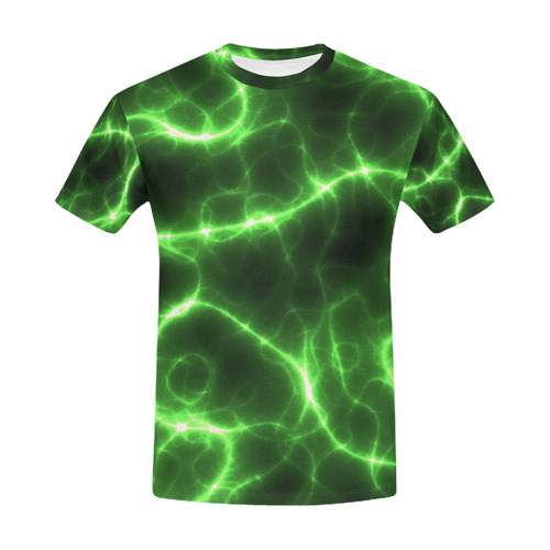 Green Lightening All Over Print T-Shirt for Men (USA Size) (Model T40 ...