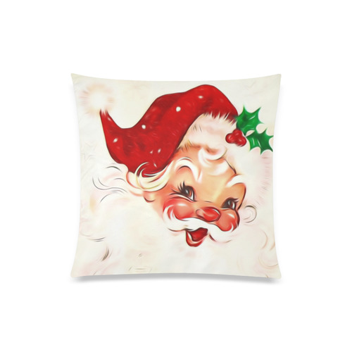 A cute vintage Santa Claus with a mistletoe Custom Zippered Pillow Case 20"x20"(One Side)