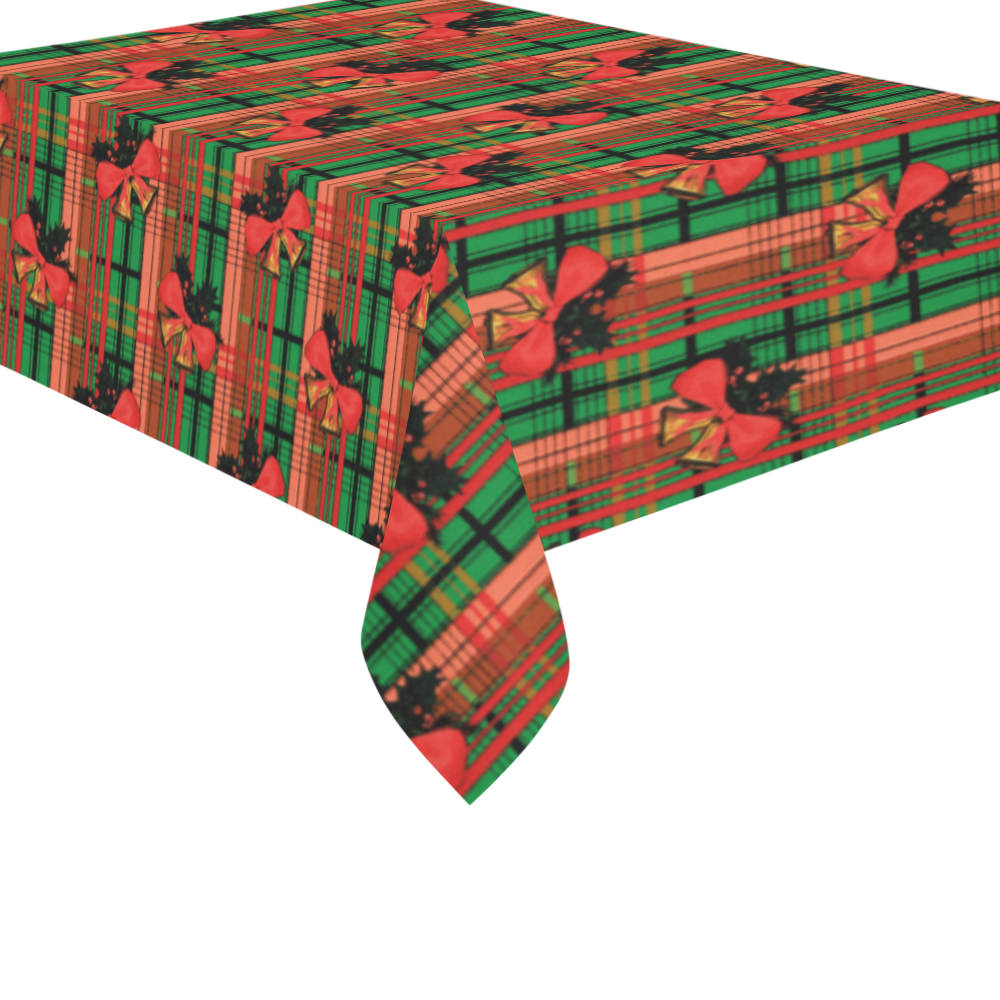 xmas bells plaid Cotton Linen Tablecloth 60"x 84"