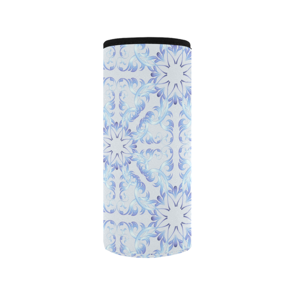 Baroque style blue pattern. Christmas motive Neoprene Water Bottle Pouch/Medium