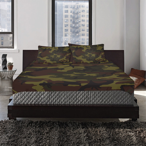 Camo Green Brown 3-Piece Bedding Set