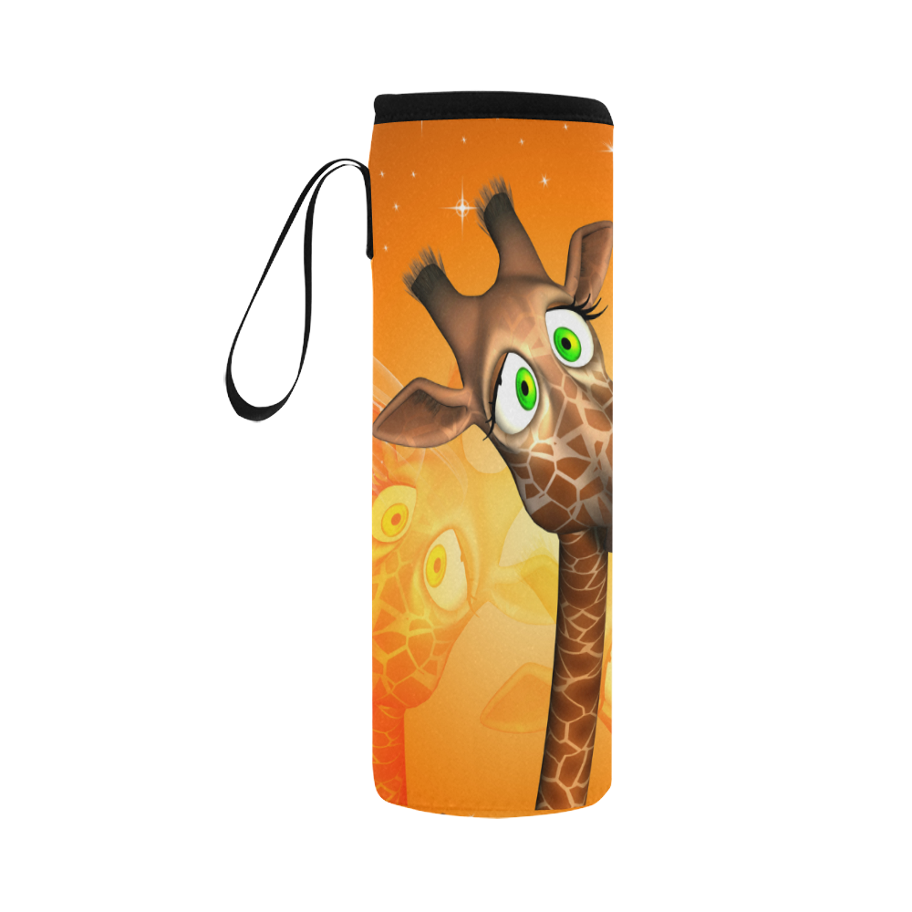 Cute, funny giraffe Neoprene Water Bottle Pouch/Large