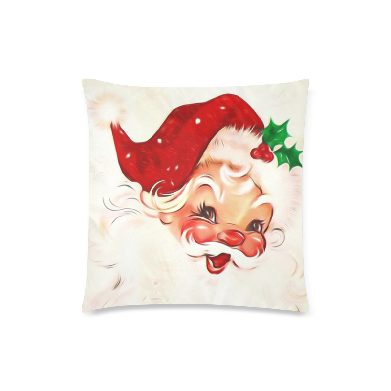 A cute vintage Santa Claus with a mistletoe Custom Zippered Pillow Case 18"x18" (one side)