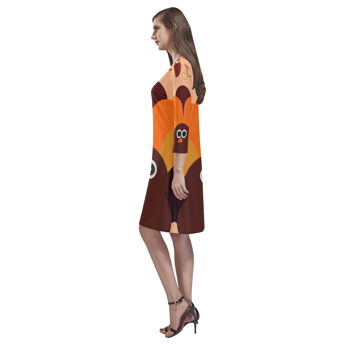 Thanksgiving Turkey Dress Rhea Loose Round Neck Dress(Model D22)