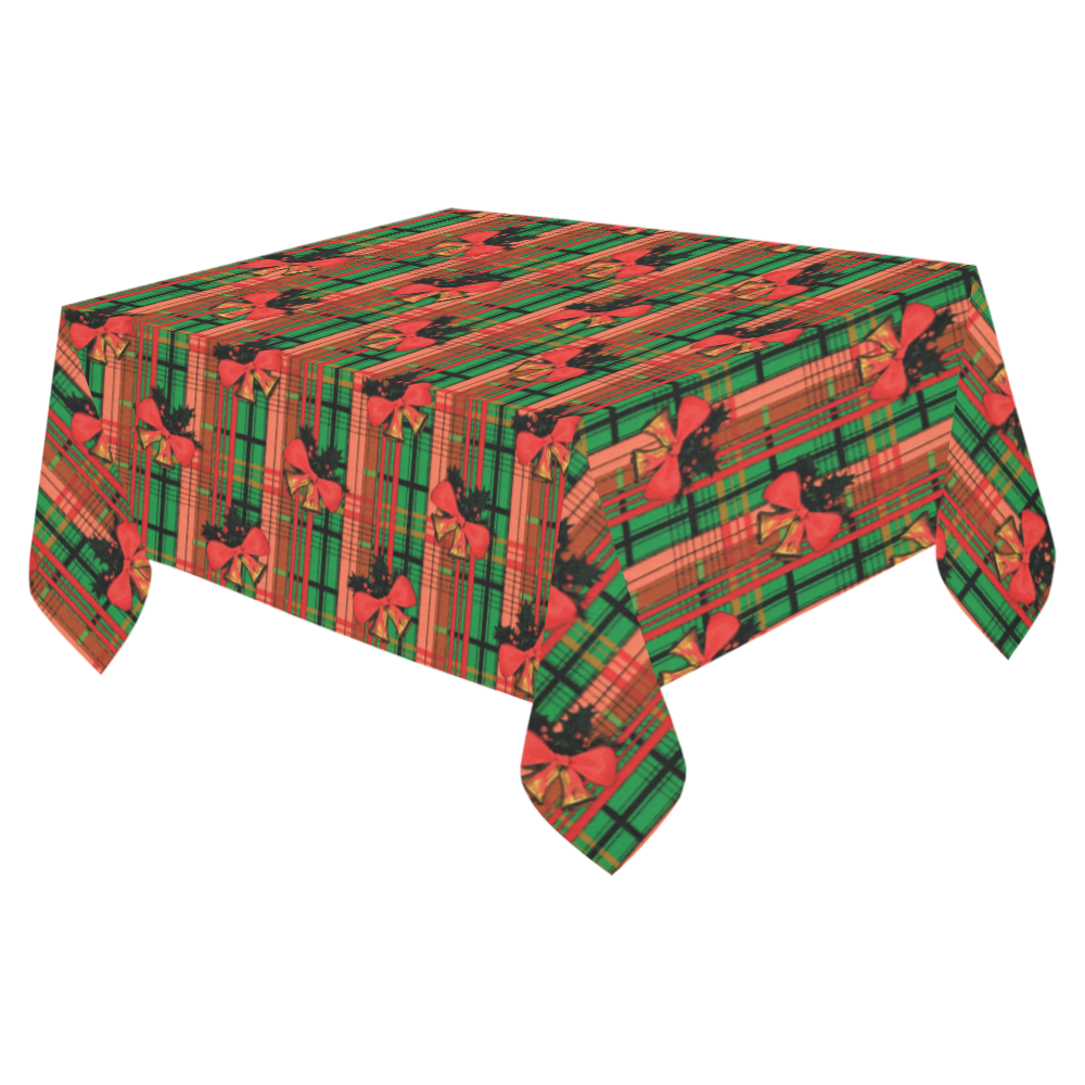 xmas bells plaid Cotton Linen Tablecloth 52"x 70"