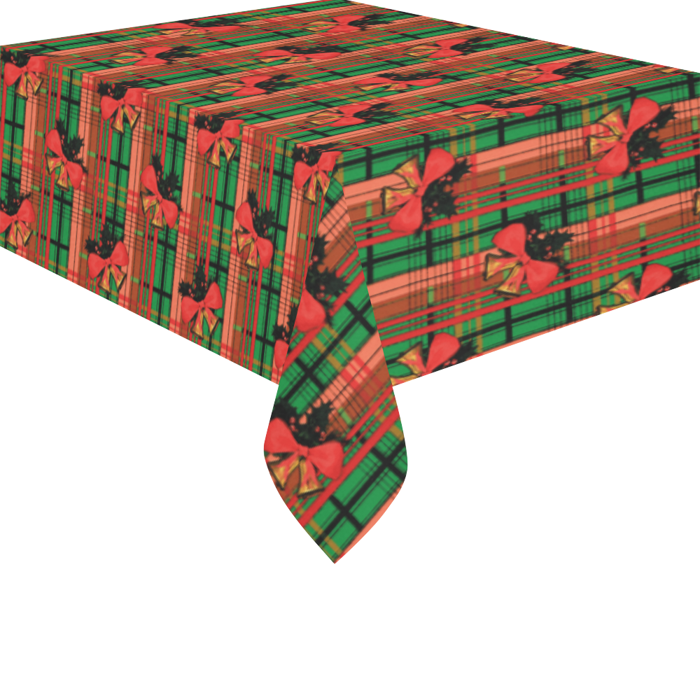 xmas bells plaid Cotton Linen Tablecloth 52"x 70"