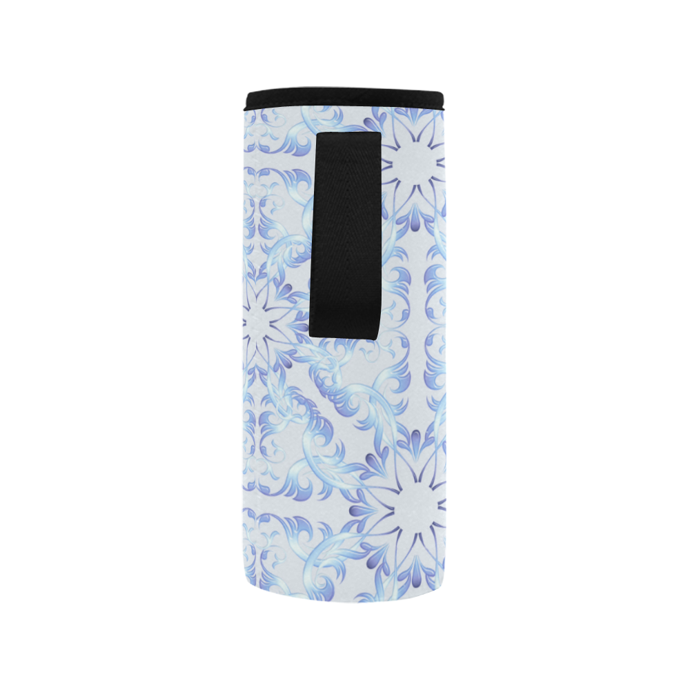 Baroque style blue pattern. Christmas motive Neoprene Water Bottle Pouch/Medium