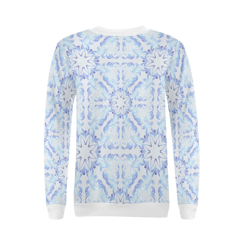 Baroque style blue pattern. Christmas motif. All Over Print Crewneck Sweatshirt for Women (Model H18)