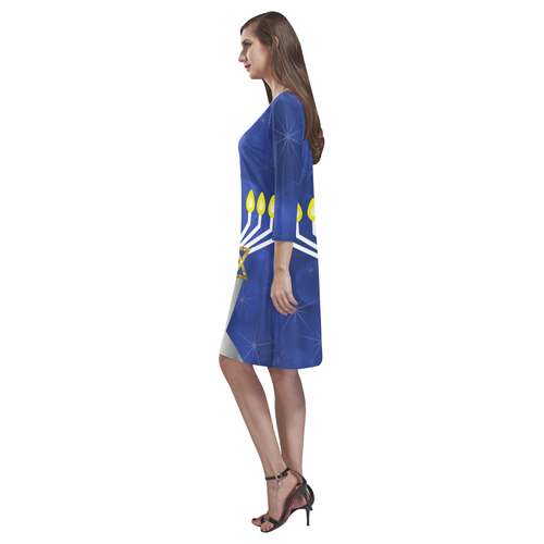 Menorah Sleeve Dress Rhea Loose Round Neck Dress(Model D22)