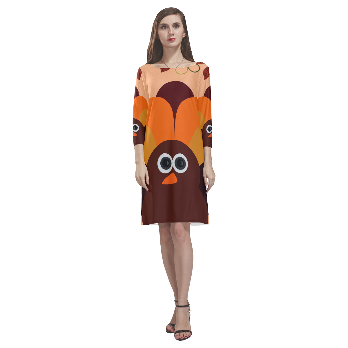 Thanksgiving Turkey Dress Rhea Loose Round Neck Dress(Model D22)