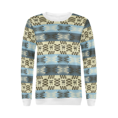 african tribal striped  pattern All Over Print Crewneck Sweatshirt for Women (Model H18)