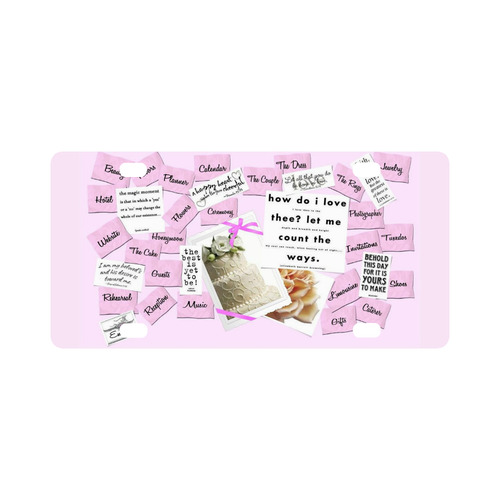 License Plate Wedding Pink White by Tell3People Classic License Plate