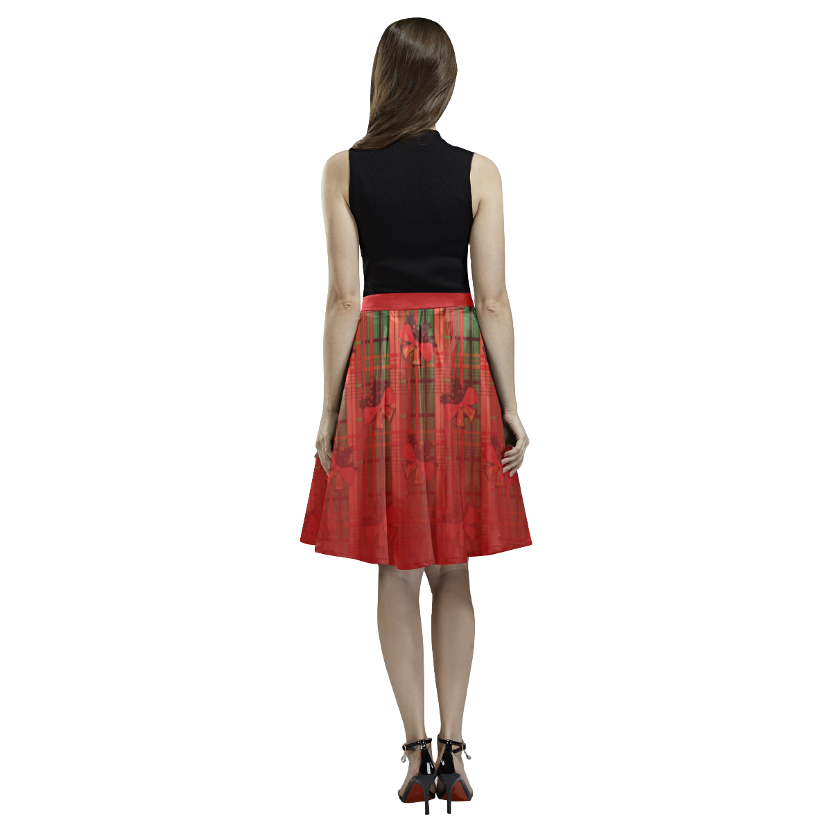 xmas pattern Melete Pleated Midi Skirt (Model D15)