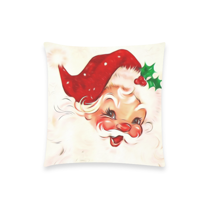 A cute vintage Santa Claus with a mistletoe Custom  Pillow Case 18"x18" (one side) No Zipper