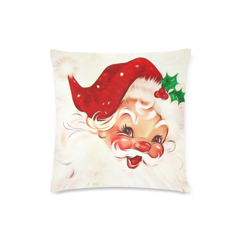 A cute vintage Santa Claus with a mistletoe Custom Zippered Pillow Case 16"x16" (one side)