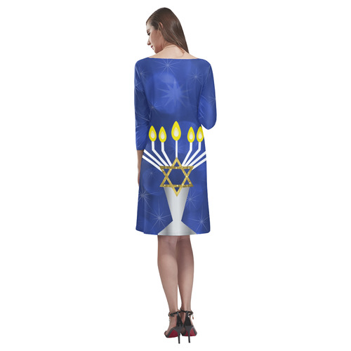 Menorah Sleeve Dress Rhea Loose Round Neck Dress(Model D22)