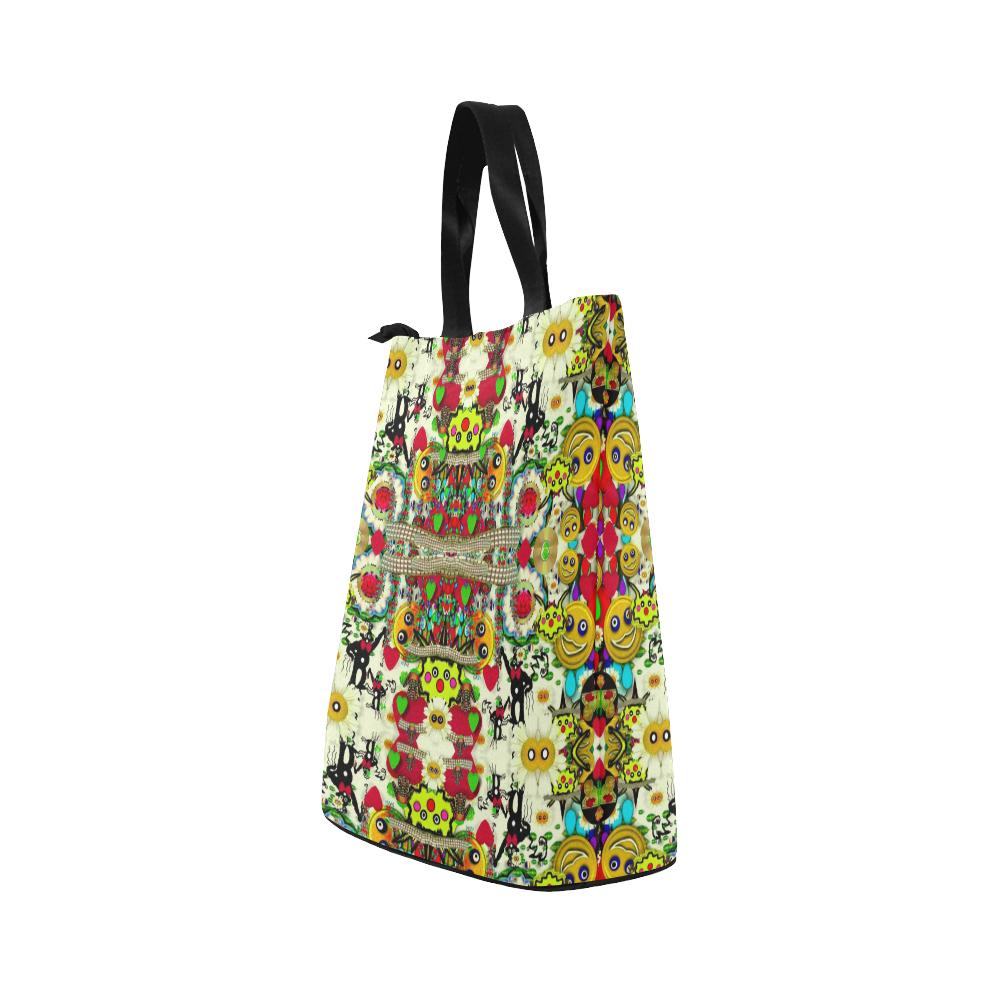 Chicken monkeys smile in the hot floral nature Nylon Lunch Tote Bag (Model 1670)